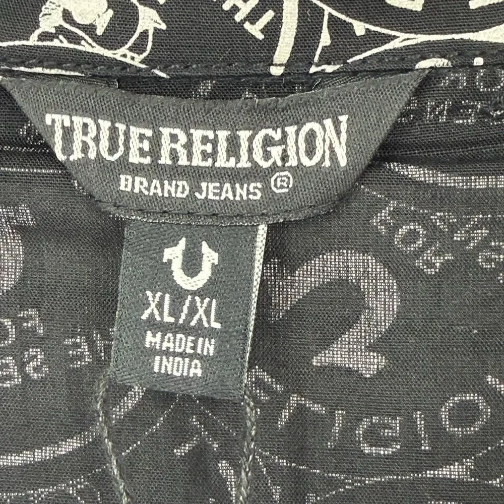 NWT True Religion Men’s Black and White Casual Shirt XL